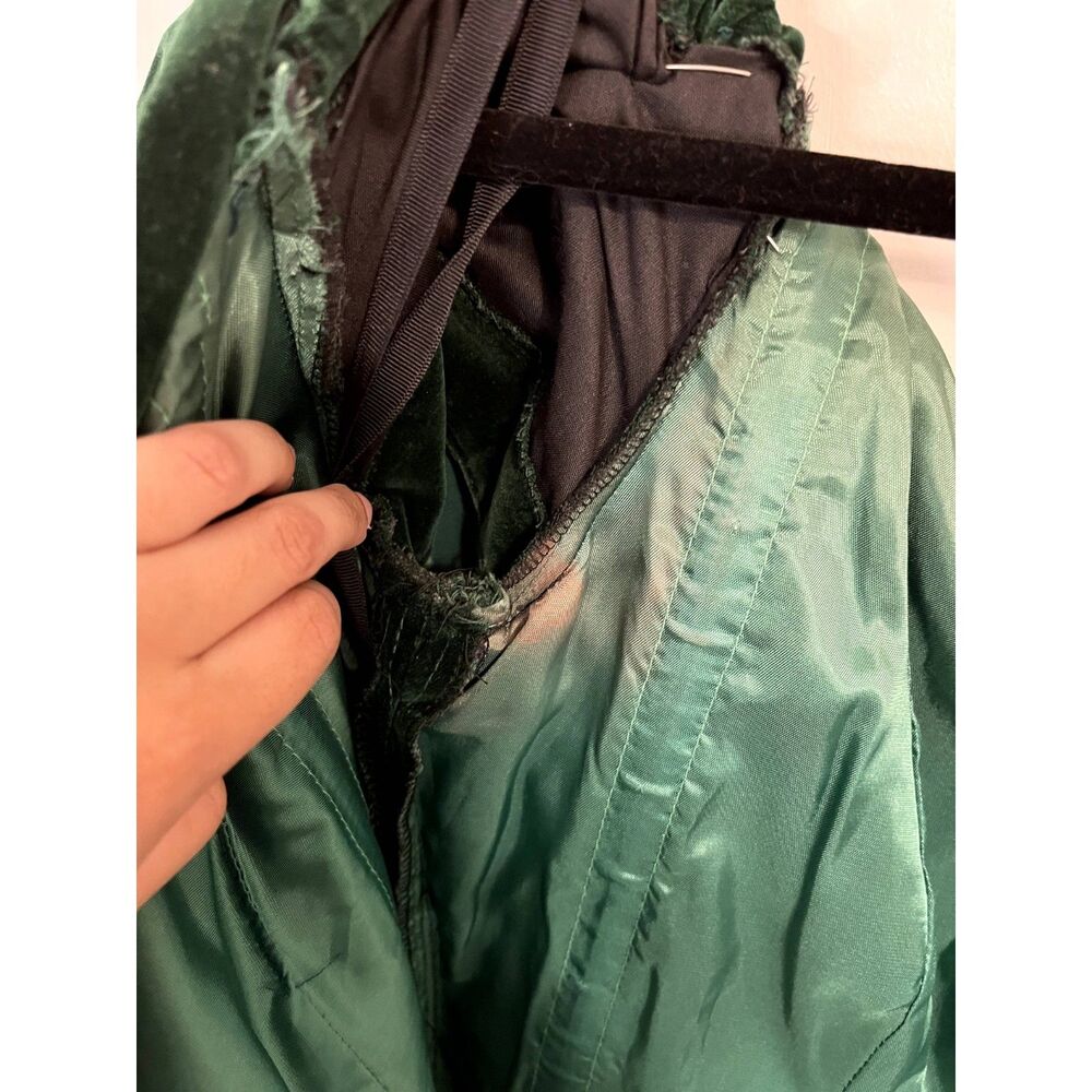 Vintage 1980s House of Bianci Green Velvet Off Shoulder A-Line Dress Size 12 - Picture 5 of 10
